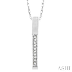 1/10 Ctw Round Cut Diamond Stick Pendant in 10K White Gold with Chain