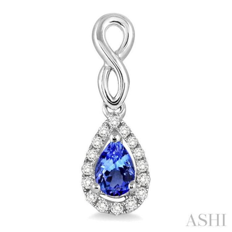 5x3 MM Pear Shape Tanzanite and 1/6 Ctw Round Cut Diamond Earrings in 10K White Gold