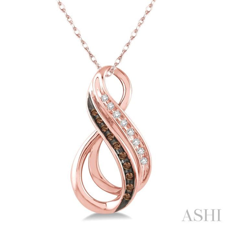 1/8 Ctw White and Champagne Brown Diamond Pendant in 10K Rose Gold with Chain