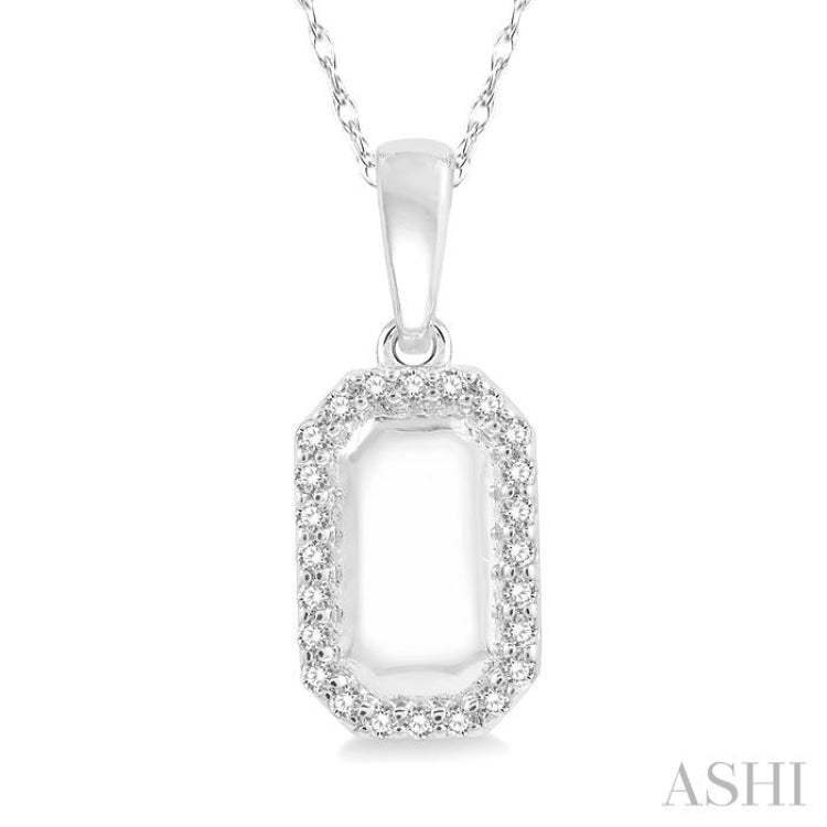 1/10 Ctw Round Cut Diamond Tag Pendant With Chain in 10K White Gold