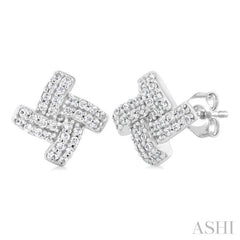 1/5 Ctw Petite Pinwheel Round Cut Diamond Fashion Stud Earring in 10K White Gold
