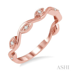 1/20 ctw Marquise Shape Round Cut Diamond Stackable Band in 14K Rose Gold