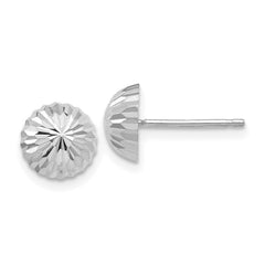 14k White Gold Polished & Diamond-Cut Half Ball Post Earrings