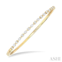 1.00 ctw Marquise and Round Cut Diamond Fashion Bangle in 14K Yellow Gold