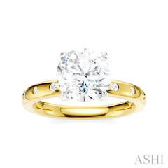 1/6 Ctw Round Shape Round Cut Diamond Semi-Mount Engagement Ring in 14K Yellow and White Gold