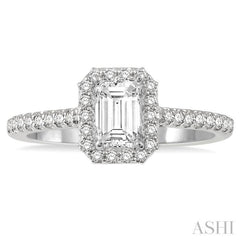1/6 Ctw Octagon Shape Semi Mount Round Cut Diamond Ring in 14K White Gold