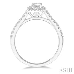 1/6 Ctw Octagon Shape Semi Mount Round Cut Diamond Ring in 14K White Gold