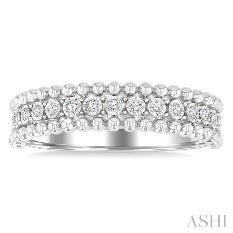 1/10 Ctw Round Cut Bead Bijoux Diamond Bold Bead Design Fashion Band in Sterling Silver