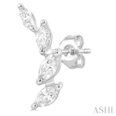 1/2 Ctw Marquise Cut Diamond Leaf Vine Fashion Stud Earrings in 14K White Gold