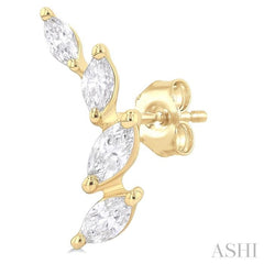 1/2 Ctw Marquise Cut Diamond Leaf Vine Fashion Stud Earrings in 14K Yellow Gold