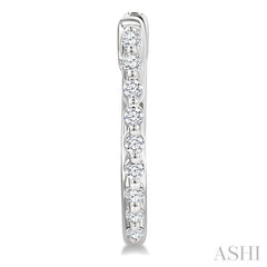 1/6 Ctw Petite Shared Prong Round Cut Diamond Hoop Earrings in Sterling Silver