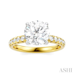 1/3 Ctw Circular Shape Round Cut Diamond Semi-Mount Engagement Ring in 14K Yellow and White Gold