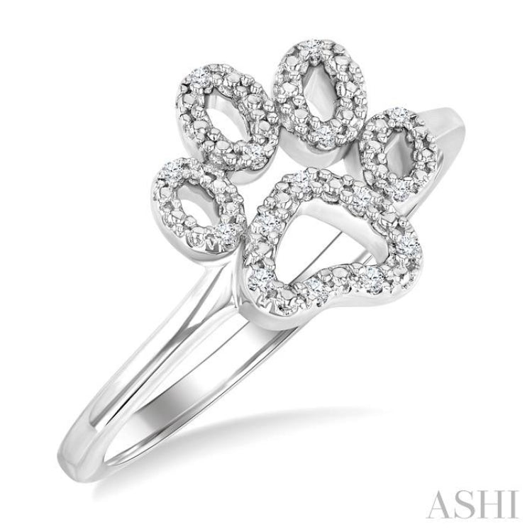 1/20 Ctw Dog Paw Round Cut Diamond Fashion Ring in Sterling Silver
