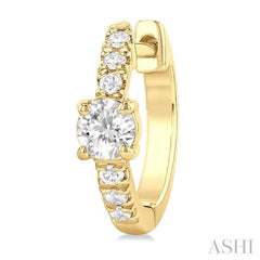 3/8 Ctw Round Shape Round Cut Diamond Fashion Huggie Petite Earrings in 14K Yellow Gold