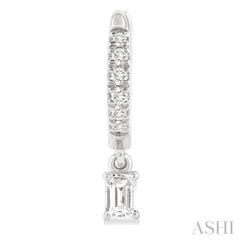 3/8 Ctw Octagon Shape and Round Cut Diamond Fashion Huggie Petite Earrings in 14K White Gold