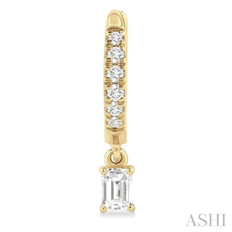 3/8 Ctw Octagon Shape and Round Cut Diamond Fashion Huggie Petite Earrings in 14K Yellow Gold