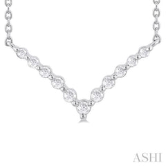 1/8 Ctw Petite Chevron Round Cut Diamond Pendant With Chain in Sterling Silver