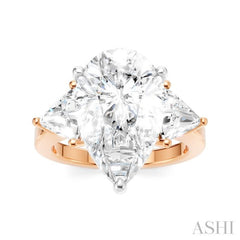 1 1/10 Ctw Pear Shape Trillion Cut & Round Cut Diamond Semi-Mount Engagement Ring in 14K Rose and White Gold