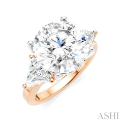 1 1/10 Ctw Circular Shape Trillion and Round Cut Diamond Semi-Mount Engagement Ring in 14K Rose and White Gold