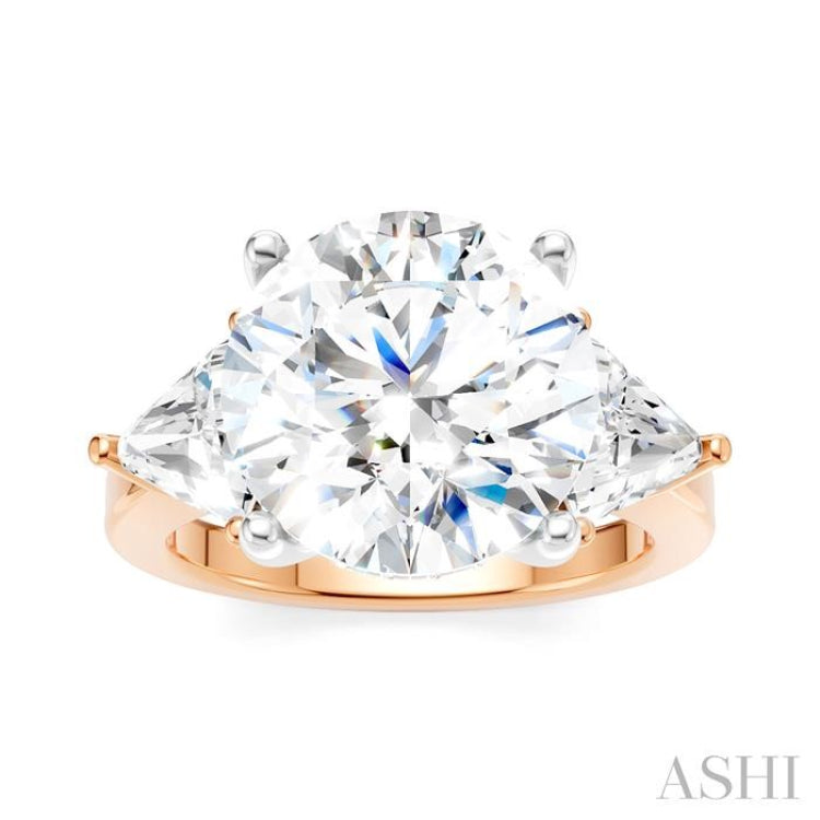 1 1/10 Ctw Circular Shape Trillion and Round Cut Diamond Semi-Mount Engagement Ring in 14K Rose and White Gold