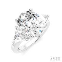 1 1/10 Ctw Oval Shape Trillion Cut & Round Cut Diamond Semi-Mount Engagement Ring in 14K White Gold