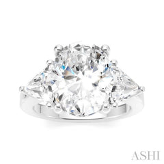 1 1/10 Ctw Oval Shape Trillion Cut & Round Cut Diamond Semi-Mount Engagement Ring in 14K White Gold