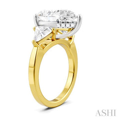 1 1/10 Ctw Pear Shape Trillion Cut & Round Cut Diamond Semi-Mount Engagement Ring in 14K Yellow and White Gold