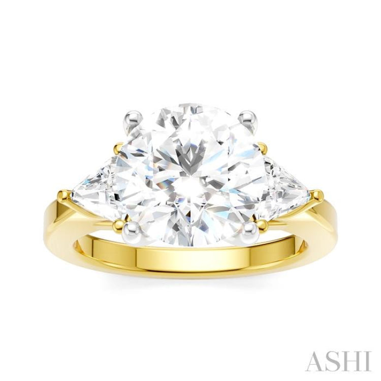 1/2 Ctw Circular Shape Trillion and Round Cut Diamond Semi-Mount Engagement Ring in 14K Yellow and White Gold