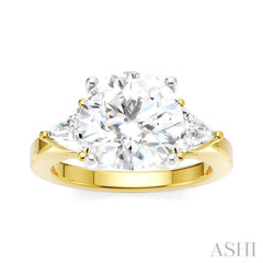 1/2 Ctw Circular Shape Trillion and Round Cut Diamond Semi-Mount Engagement Ring in 14K Yellow and White Gold