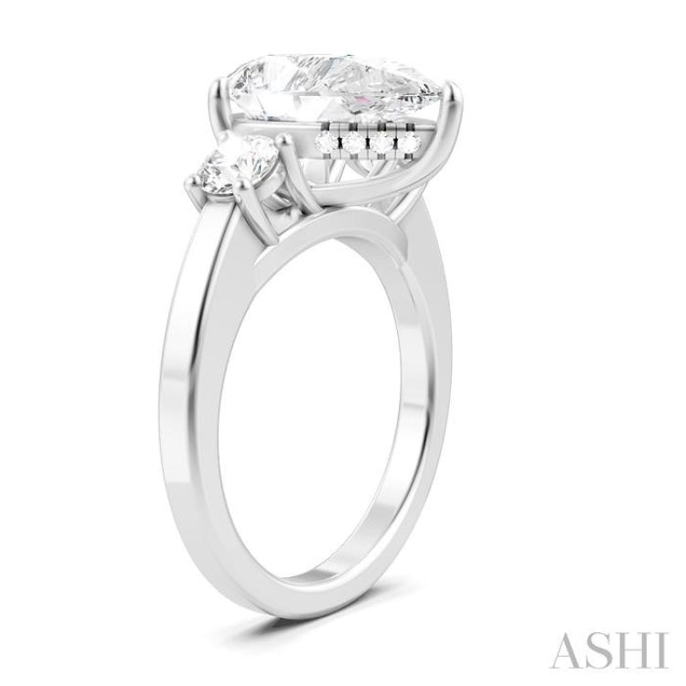 1/2 Ctw Tri-Mount Pear Shape Round Cut Diamond Semi-Mount Engagement Ring in 14K White Gold