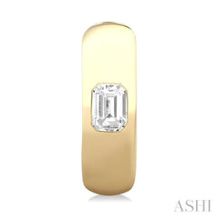 1/3 ctw Bezel Set Emerald Cut Diamond Fashion Huggie Earrings in 14K Yellow Gold