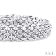 1/4 ctw Bold Weave Hollow Cylindrical Design Round Cut Diamond Fashion Bracelet in Sterling Silver