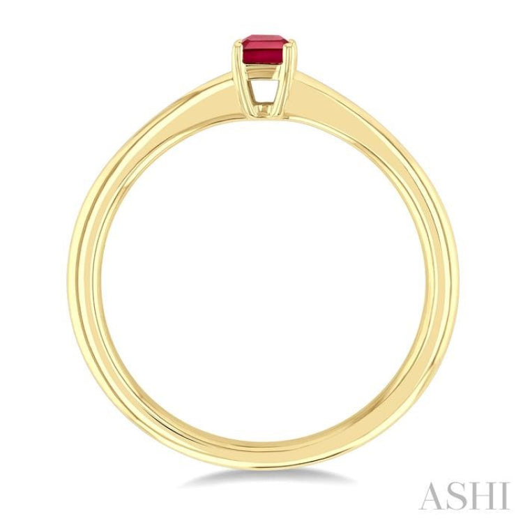5x3 MM Octagon Shape Ruby Precious Solitaire Ring in 14K Yellow Gold