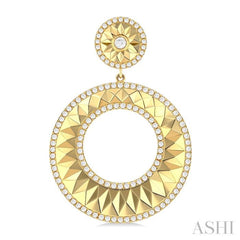 1 7/8 ctw Open Window Circle Dangler Round Cut Diamond Fashion Earrings in 14K Yellow Gold