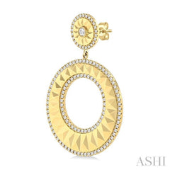 1 7/8 ctw Open Window Circle Dangler Round Cut Diamond Fashion Earrings in 14K Yellow Gold