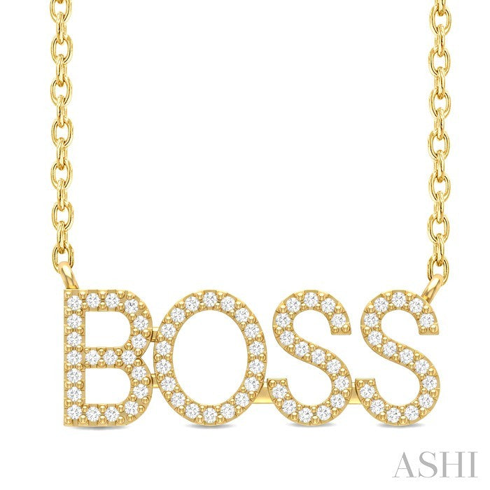 1/5 Ctw 'BOSS' Block Round Cut Diamond Necklace in 10K Yellow Gold