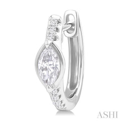 1/3 Ctw Marquise Centerpiece and Round Cut Diamond Fashion Huggie Earrings in 14K White Gold