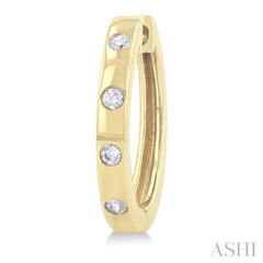 1/6 Ctw Flush Bezel Set Diamond Fashion Hoop Earring in 10K Yellow Gold