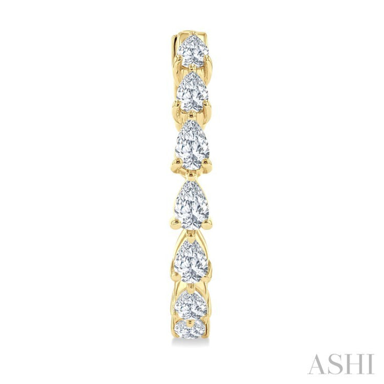 1 1/2 Ctw North-South Pear Shape Diamond Fashion Hoop Earrings in 14K Yellow Gold