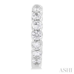 2 Ctw Inside-Out Embellished Round Cut Diamond Hoop Earrings in 14K White Gold