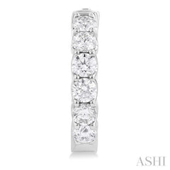 3 Ctw Inside-Out Embellished Round Cut Diamond Hoop Earrings in 14K White Gold