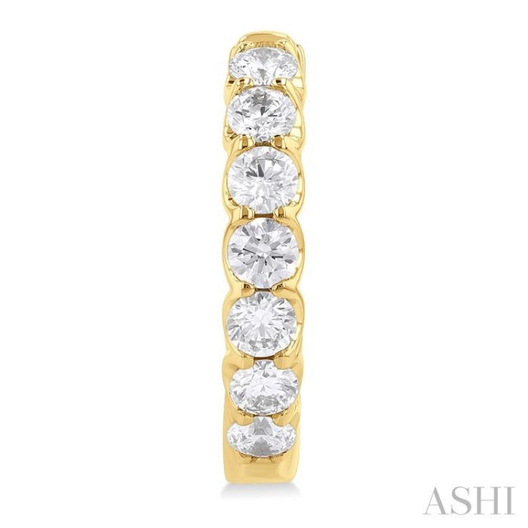 2 Ctw Inside-Out Embellished Round Cut Diamond Hoop Earrings in 14K Yellow Gold