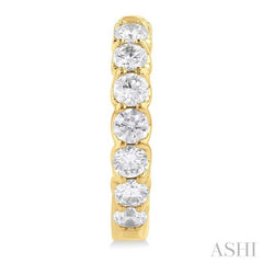 2 Ctw Inside-Out Embellished Round Cut Diamond Hoop Earrings in 14K Yellow Gold