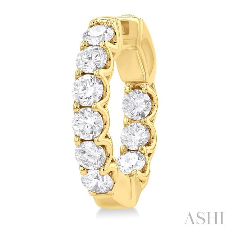 3 Ctw Inside-Out Embellished Round Cut Diamond Hoop Earrings in 14K Yellow Gold