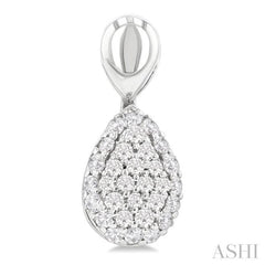 1/3 Ctw Pear Shape Mount Pave Set Single Cut Diamond Fashion Earrings in 10K White Gold
