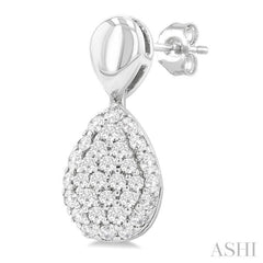 1/3 Ctw Pear Shape Mount Pave Set Round Cut Diamond Fashion Earrings in 10K White Gold