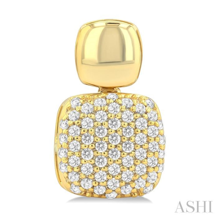 1/3 Ctw Cushion Shape Mount Pave Set Round Cut Diamond Fashion Earring in 10K Yellow Gold