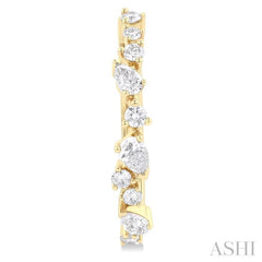 3/4 Ctw Round & Pear Diamond Cut Scatter Fashion Hoop Earrings in 14K Yellow Gold