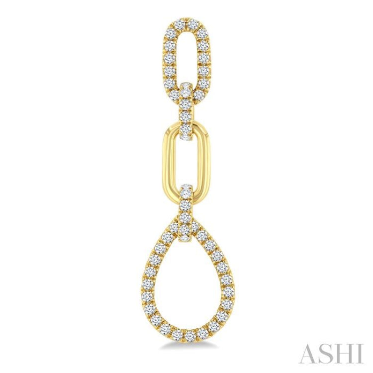 3/4 Ctw Open Window Pear Drop Round Cut Diamond Fashion Dangle Earrings in 14K Yellow Gold