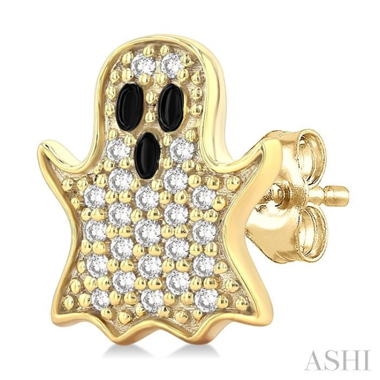 1/6 Ctw Petite Ghost Single Cut Diamond Fashion Earrings in 10K Yellow Gold